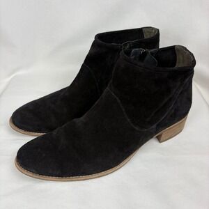 Paul Green Logan Suede Black Booties Size 10.5 US / 8 UK Dual Zipper 1.5" Heel